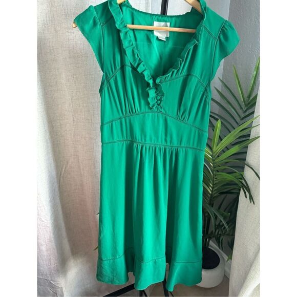 Anthropologie MAEVE Green Ruffled Girly Della‎ Dress Sleeveless Size 6 - Picture 1 of 8